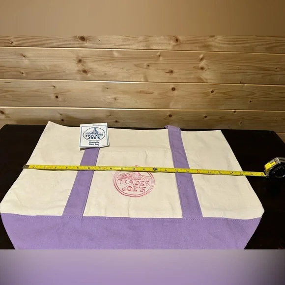 BNWT 2026 large lavender Trader Joe’s canvas tote & matching mini pink pastel - Picture 2 of 5